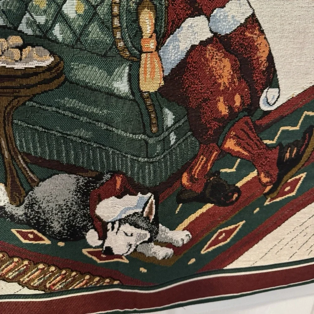 Christmas Hanging Woven‎ tapestry image of Santa with children request list